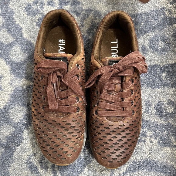NOBULL Women's Brown Perforated Leather Lace-Up Sneakers